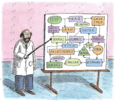 Teacher at a whiteboard 'explaining' the Middle East