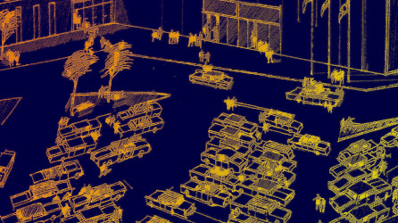 parking lot sketch, cars in rows