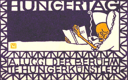 woodcut of a skeletal figure in bed, reading 
and smoking