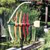 pickax fish sculpture out front of the Los Altos library